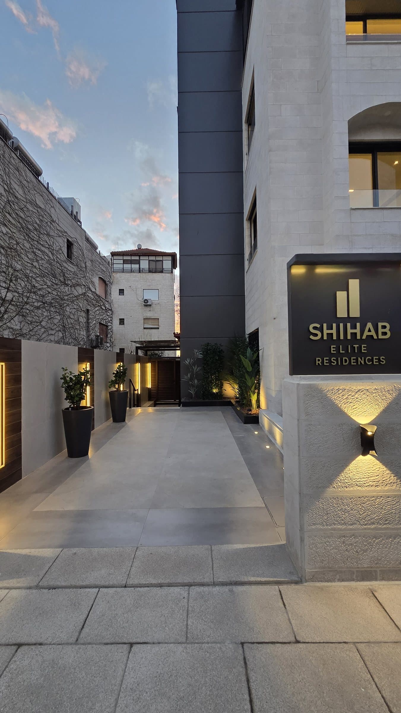 SHIHAB Elite Residences — Entrance Showing Signboard